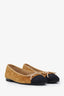 Pre-loved Chanel™ Yellow/Black Velvet CC Embossed Ballet Flats Size 37