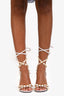 Valentino White Rockstud Strappy Sandal Heels Size 38