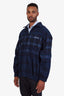 Balenciaga 2020 Blue Plaid Print Zip-up Jacket Size 46 Mens