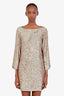 Zadig & Voltaire Gold Sequin Long Sleeve Mini Dress Size S