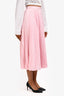 Prada 2022 Pink Silk Blend Pleated Skirt with Slip Size 38