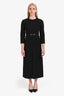 Gucci 25SS Black Cotton Crêpe Dress with Horsebit Belt Size 40