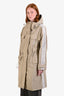 Stella McCartney x Adidas Tan Nylon Zippered Logo Long Rain Jacket Size 40