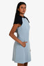 Victoria Beckham Blue Colourblock Short Sleeve Shift Dress Size 8