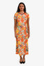 La DoubleJ Orange Multicolour Cotton 'Sporty Swing' Short Sleeve Dress Size 6