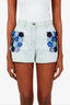 Fendi Denim Floral Applique Shorts Size 38