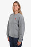 Ami Grey Heart Logo Embroidered Crewneck Sweater Size XL
