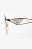 Prada Gold Tone Metal Triangle Logo Optical Glasses