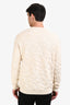 Fendi Cream Wool Logo Embossed Long Sleeve Sweater Size 52 Mens