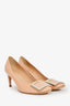 Roger Vivier Nude Patent Leather Buckle Kitten Heel Size 36