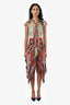 Alice and Olivia Light Blue/Multicolour Floral Print Silk Handkerchief Hem Dress Size 4