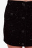 Self-Portrait Black Sequin Knit Button Mini Skirt Size L