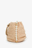 Pre-loved Chanel™ 2021 Beige Leather Mini About Pearls Drawstring Bucket Bag