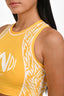 Fendi X Kway Yellow/White Zucca Houdini Print Crop Top + Biker Short Set Size 38