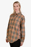 Burberry Tan House Check Cotton Button Down Shirt Size 4