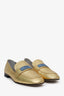 Prada Metallic Leather Logo Loafers Size 38