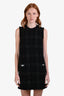 Versace Black/Silver Tweed Sleeveless Front Pocket Dress Size 36