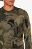 Alexander McQueen Green Camo Wool Skull Jacquard Sweater Size M Men's