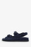 Pre-loved Chanel™ Blue Velvet Velcro CC Dad Sandals Size 39
