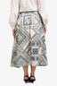 Etro Light Blue Printed Cotton Midi Skirt Size 42