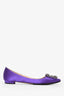 Manolo Blahnik Purple Satin Crystal Embellished Hangisi Flats Size 36