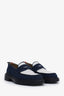 Thom Browne Navy/White Leather-trimmed Tweed Loafers Size 36