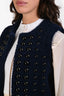 Marco de Vincenzo Navy Shearling Studded Long Vest Size 38