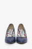 Prada Navy Croc Embossed Leather Pumps Size 36