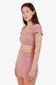 Guizio Pink Wool Scoop Neck Knit Crop Top with Mini Skirt Size XS/S