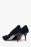 Jimmy Choo Navy Suede Pointed Toe Kitten Heel Size 40