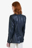 Veronica Beard Navy Lamb Leather Silver Button Dicky Blazer Size 4