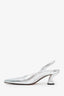 Dries Van Noten Silver Metallic Leather Slingback Sandals Size 39.5