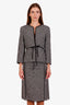 Max Mara Black/Grey Cotton Midi Skirt and Blazer Set Size 14/12