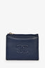 Pre-loved Chanel™ 2016/17 Blue Leather CC Card Holder
