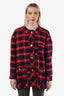 Gucci Navy/Red Check Gold GG Buttoned Jacket Size 40