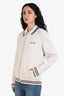 Miu Miu Beige/Red/Blue Cotton Knit Zip-Up Cardigan Size 38