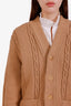 Gucci Brown Wool Web Striped Cable Knit Cardigan Size XS