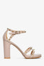 Valentino Nude Leather Rockstud Block Heels Size 36