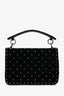Valentino Black Velvet Studded Medium Shoulder Bag