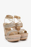 Stuart Weitzman Metallic Leather Lace Up Wedge Heeled Sandals Size 36