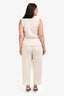 St. John Cream Wool Sleeveless Top + Drawstring Pants Set Size XL
