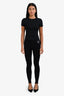 Sandro Black Knit Ribbed Logo Leggings Estimated Size S