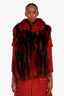 Vintage Red/Black Fox Fur Vest Est Size M