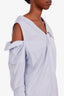 Monse Blue/White Striped Asymmetrical Cutout Blouse Size 10
