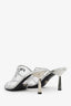 Prada Silver Vinyl Logo Mules Size 37.5
