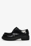 Prada Black Brushed Leather Lace Up Loafers Size 6.5
