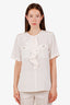 Max Mara White Silk Ruffled Button Pocket Blouse Size 8