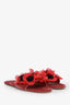 Miu Miu Pink Velvet Floral Appliqué Sandals Size 40