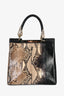 Roberto Cavalli Black/Beige Python Leather Top Handle Bag with Strap