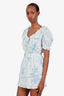 LoveShackFancy Blue/White Cotton Ruffled Mini Dress Size XS